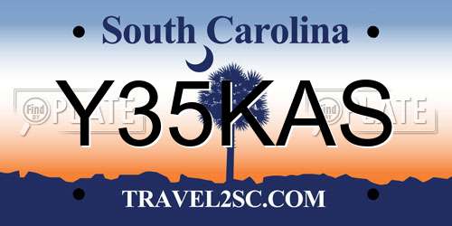 Y35KAS South Carolina License Plate