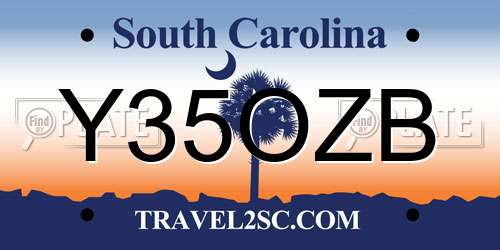 Y35OZB South Carolina License Plate
