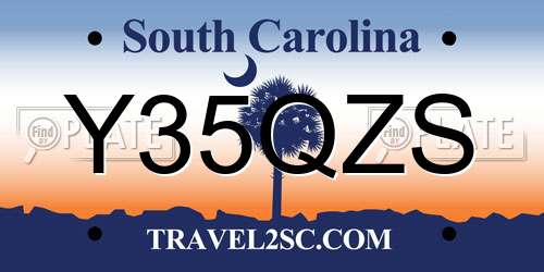 Y35QZS South Carolina License Plate
