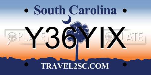 Y36YIX South Carolina License Plate