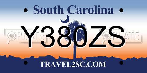 Y380ZS South Carolina License Plate