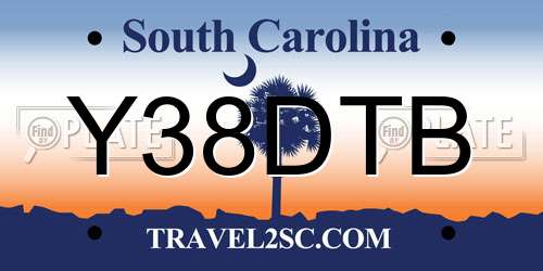 Y38DTB South Carolina License Plate