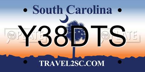 Y38DTS South Carolina License Plate