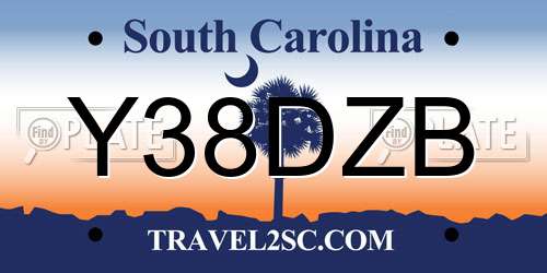 Y38DZB South Carolina License Plate