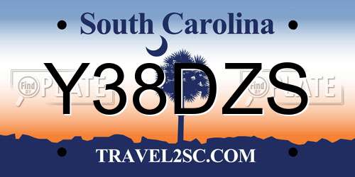 Y38DZS South Carolina License Plate