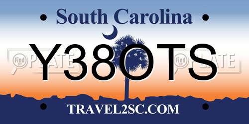 Y38OTS South Carolina License Plate