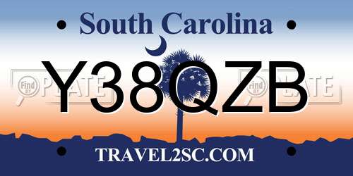 Y38QZB South Carolina License Plate