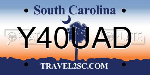 Y40UAD South Carolina License Plate