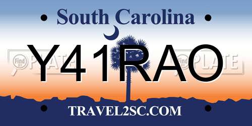 Y41RAO South Carolina License Plate