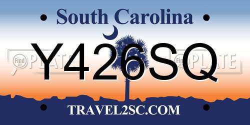 Y426SQ South Carolina License Plate