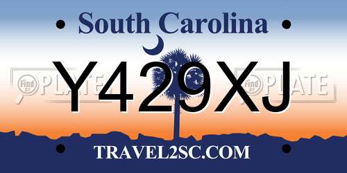 Y429XJ South Carolina License Plate