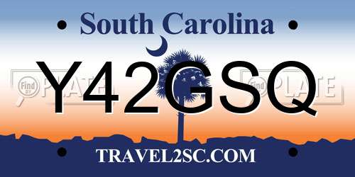 Y42GSQ South Carolina License Plate