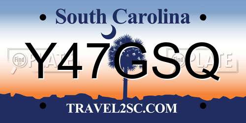 Y47GSQ South Carolina License Plate