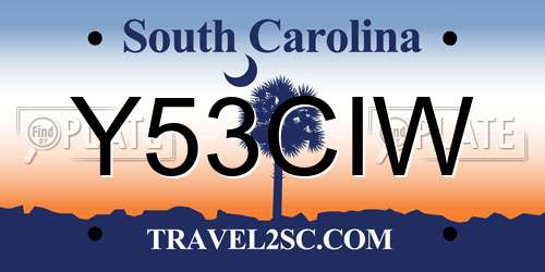 Y53CIW South Carolina License Plate