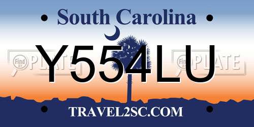 Y554LU South Carolina License Plate