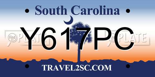 Y617PC South Carolina License Plate
