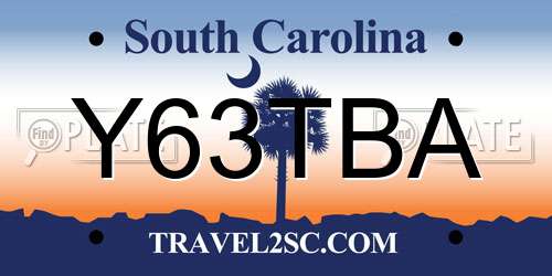 Y63TBA South Carolina License Plate