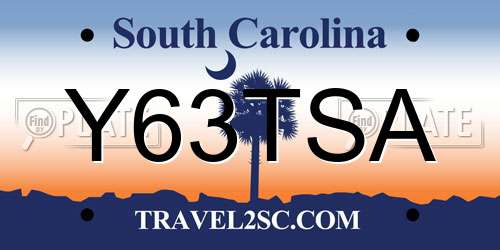 Y63TSA South Carolina License Plate