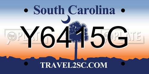 Y6415G South Carolina License Plate