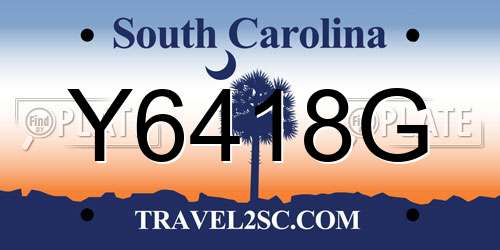 Y6418G South Carolina License Plate