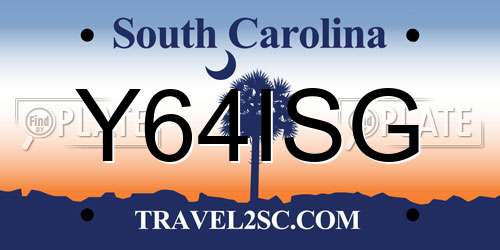 Y64ISG South Carolina License Plate