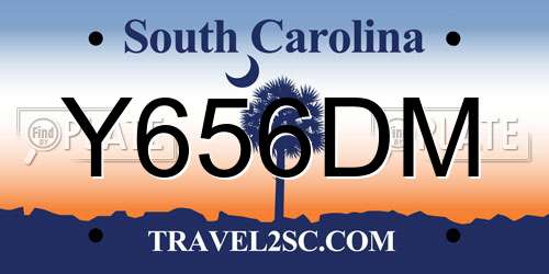 Y656DM South Carolina License Plate