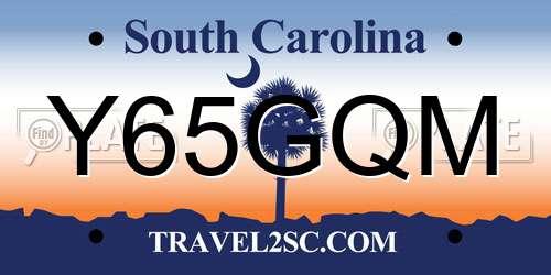 Y65GQM South Carolina License Plate