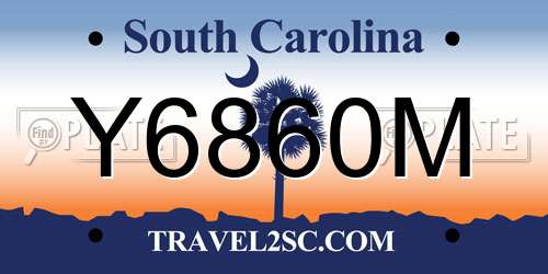 Y6860M South Carolina License Plate