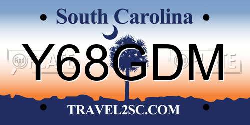 Y68GDM South Carolina License Plate