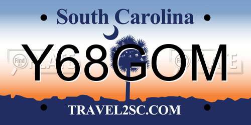 Y68GOM South Carolina License Plate