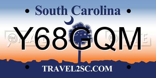 Y68GQM South Carolina License Plate