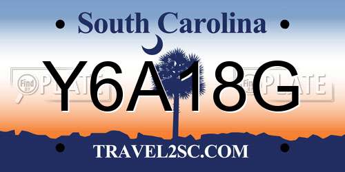 Y6A18G South Carolina License Plate