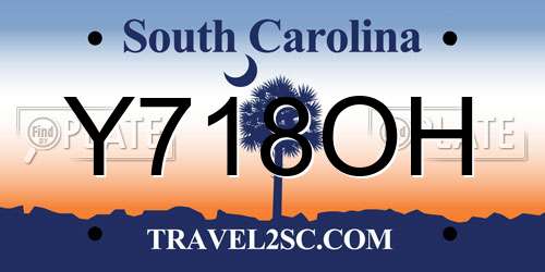 Y718OH South Carolina License Plate