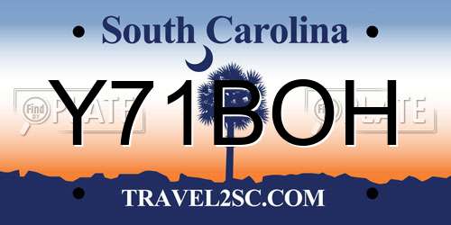 Y71BOH South Carolina License Plate