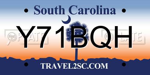 Y71BQH South Carolina License Plate