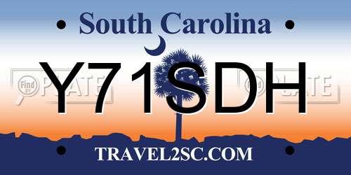 Y71SDH South Carolina License Plate