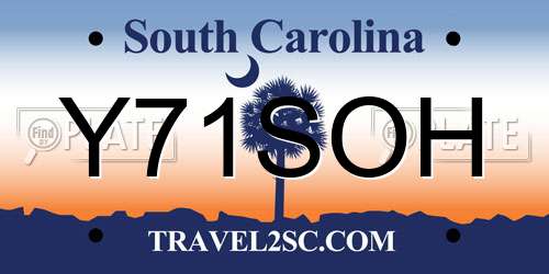 Y71SOH South Carolina License Plate