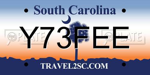 Y73FEE South Carolina License Plate