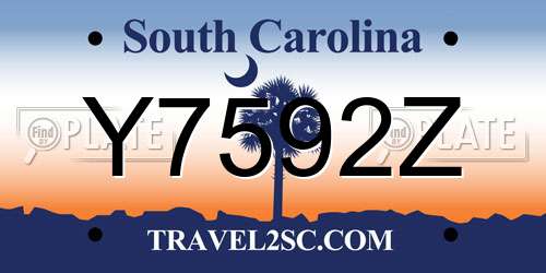 Y7592Z South Carolina License Plate