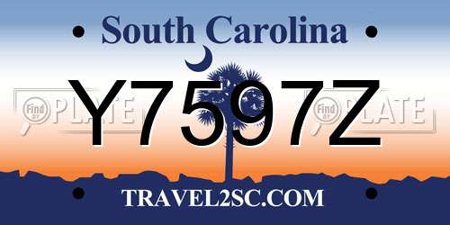 Y7597Z South Carolina License Plate