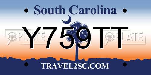 Y759TT South Carolina License Plate