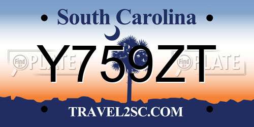 Y759ZT South Carolina License Plate