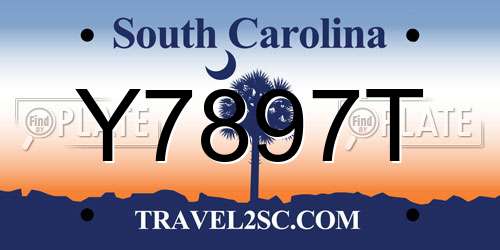 Y7897T South Carolina License Plate