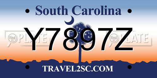 Y7897Z South Carolina License Plate