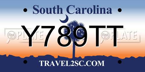 Y789TT South Carolina License Plate