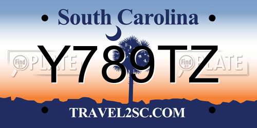 Y789TZ South Carolina License Plate