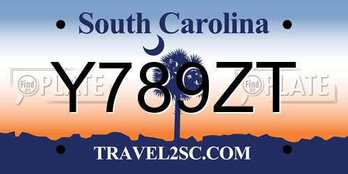 Y789ZT South Carolina License Plate