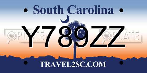 Y789ZZ South Carolina License Plate