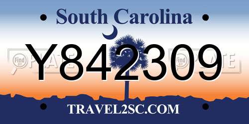 Y842309 South Carolina License Plate