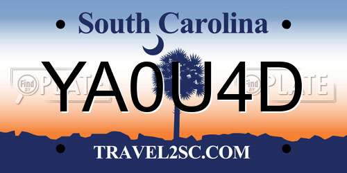 YA0U4D South Carolina License Plate
